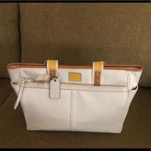 NEW Coach Briefcase nylon with leather accents 20x12x.  w/Coach storage bag